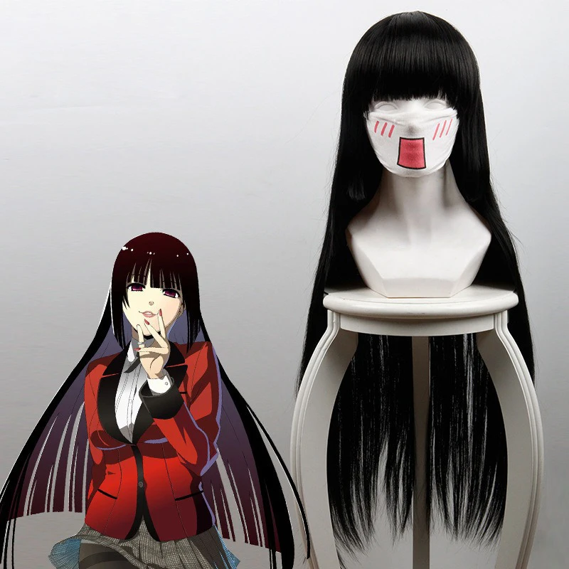 

Jabami Yumeko Cos Wig Cover Ball Dress Headwear Black Flat Bangs Princess Cut Headgear Anime Cheating Allowed Heroine Role Wig