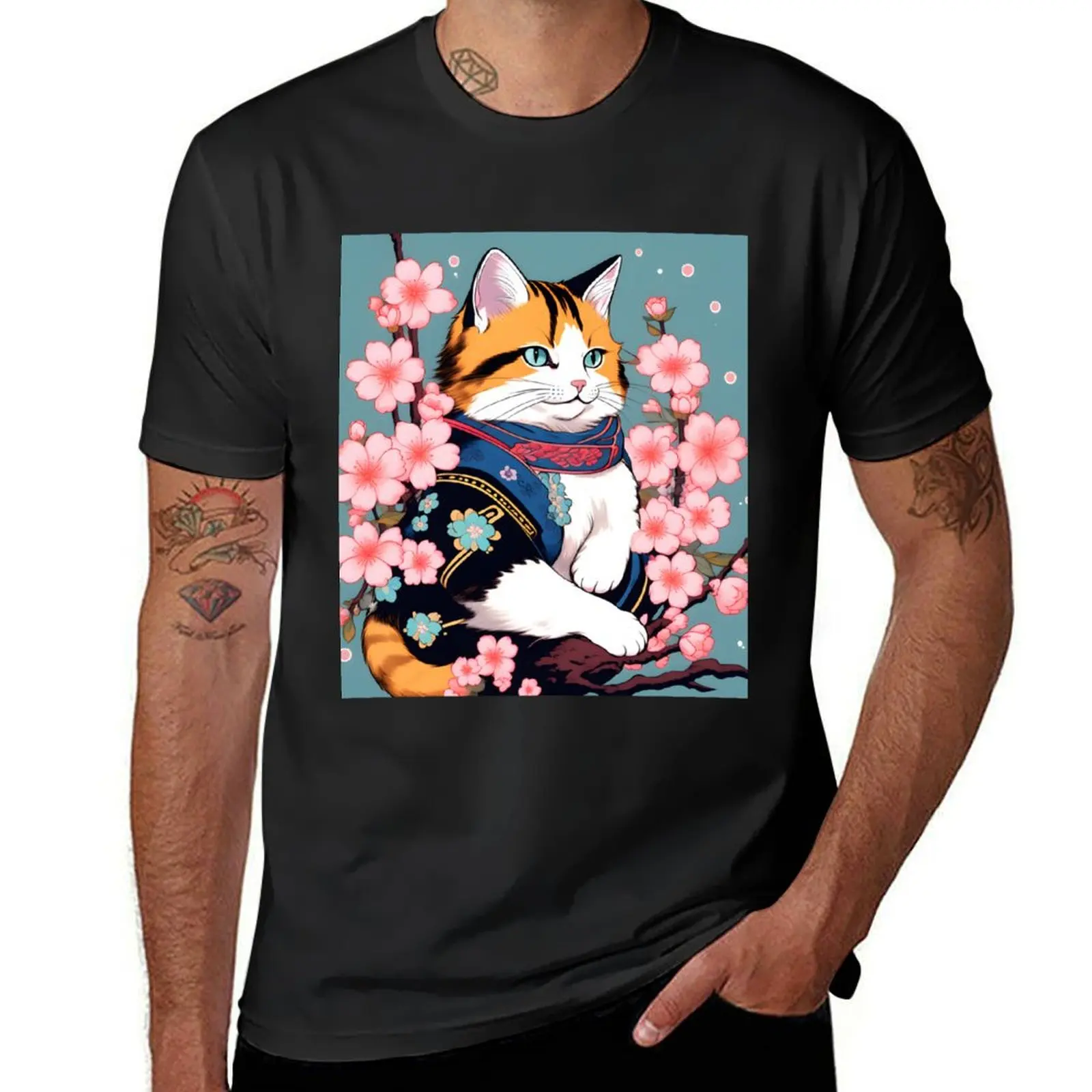 Neko Harmony: Retro Japanese Cat Delight for Feline Aficionados T-shirt plain mens t shirt graphic