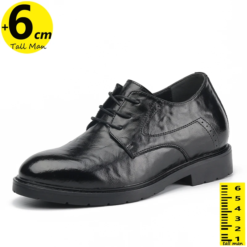 

Business Men Wedding Leather Shoes Party Elevator Height Increase Insole 6CM Lift Man Formal Dress Office Daily