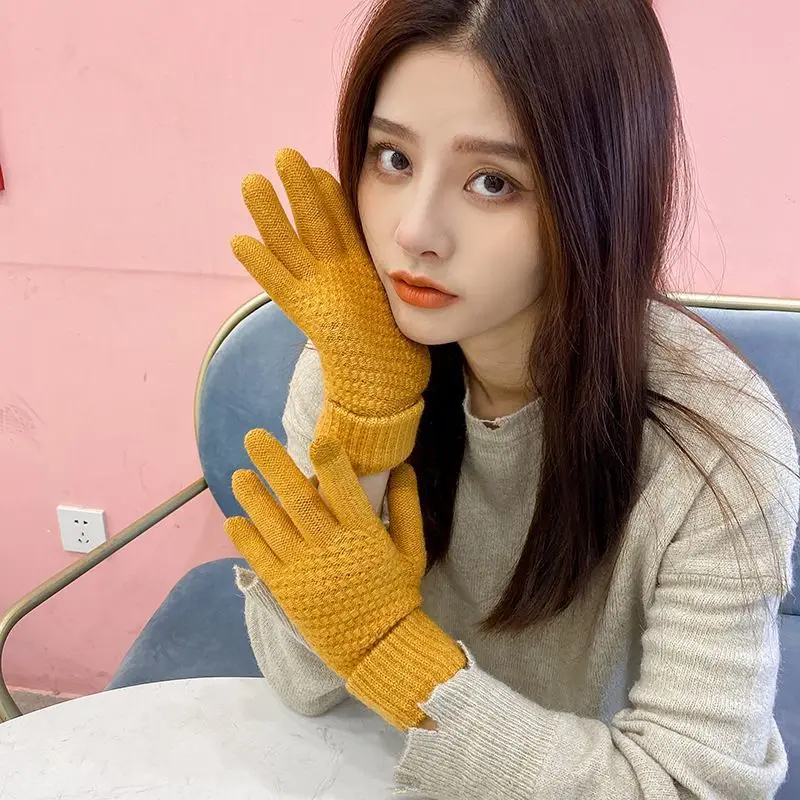 Cycling Touch Screen Gloves Female Winter Cute Student Cycling Warm And Cold Korean Version Thick Winter Cotton Gloves