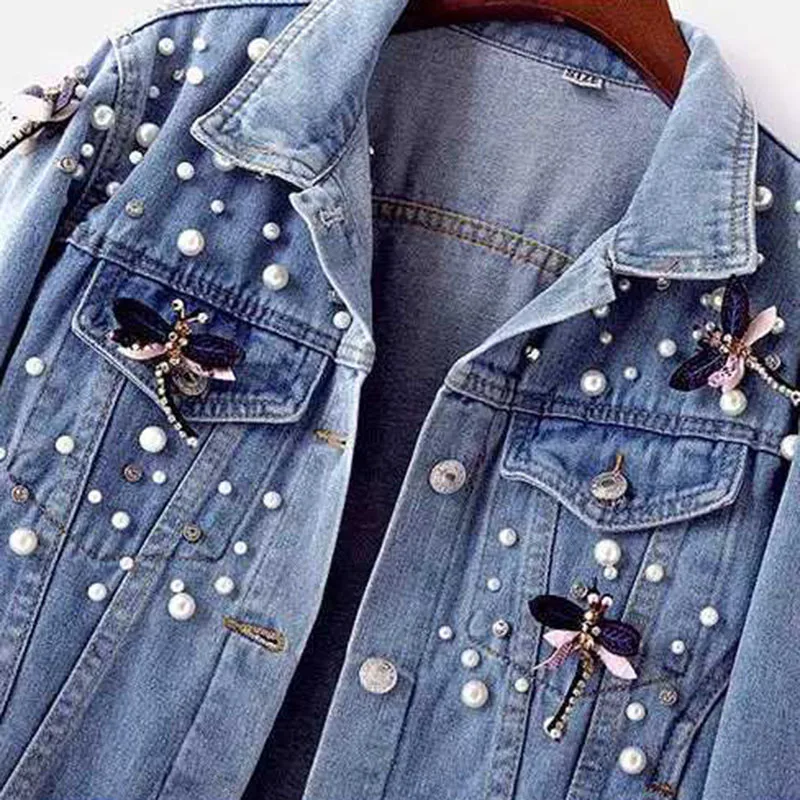 New Fashion Autumn Embroidered Denim Jacket Student Female Korean Loose Short Basic Coat Female Casual Motorcycle Jackets Tide