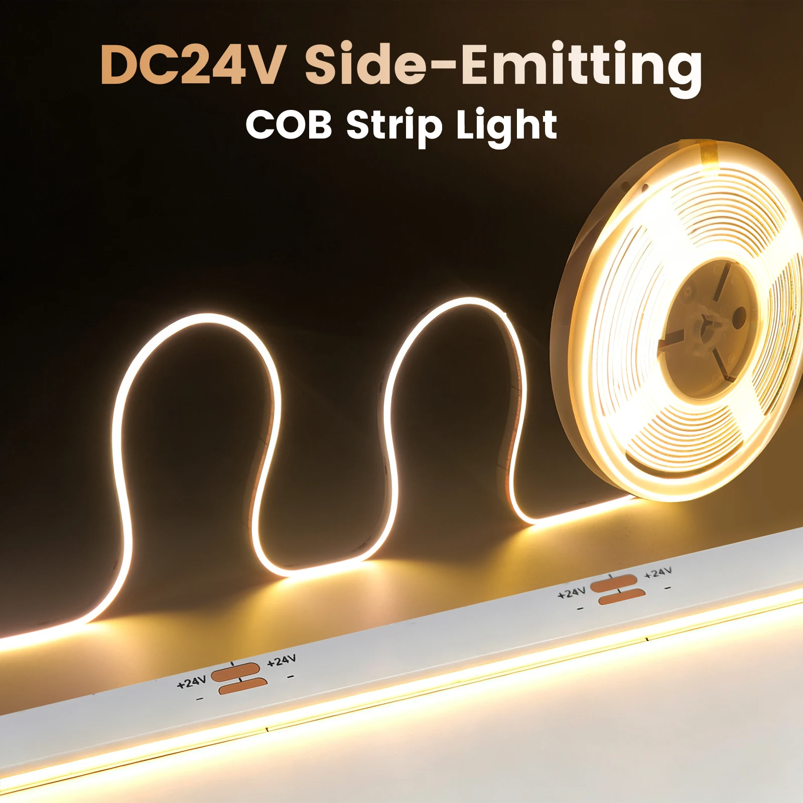 New Side Emitting COB LED Strip DC 24V 480leds/m IP20 Warm White/Natural White/Cool White High Brightness Linear Light