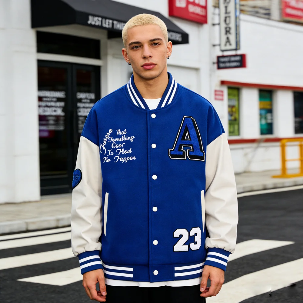 Spring Autumn Men's Baseball Uniform Coats Fashion Men Streetwear Hip Hop Coats Outdoor Men Loose Fit Varsity Letter Jackets
