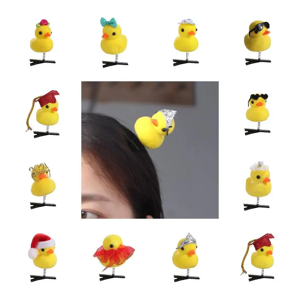 Cute Flower Duck Hair Clips Plush Cap Chicken Side Barrettes Hair Accessories Korean Style Cartoon Duckbill Clips Girls/Ladies