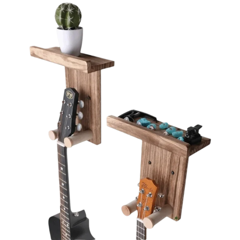 Wooden Guitar Wall Mount Hanger - Sturdy Scratch-Proof Holder for Musical Instrument Protection and Space Saving Storage