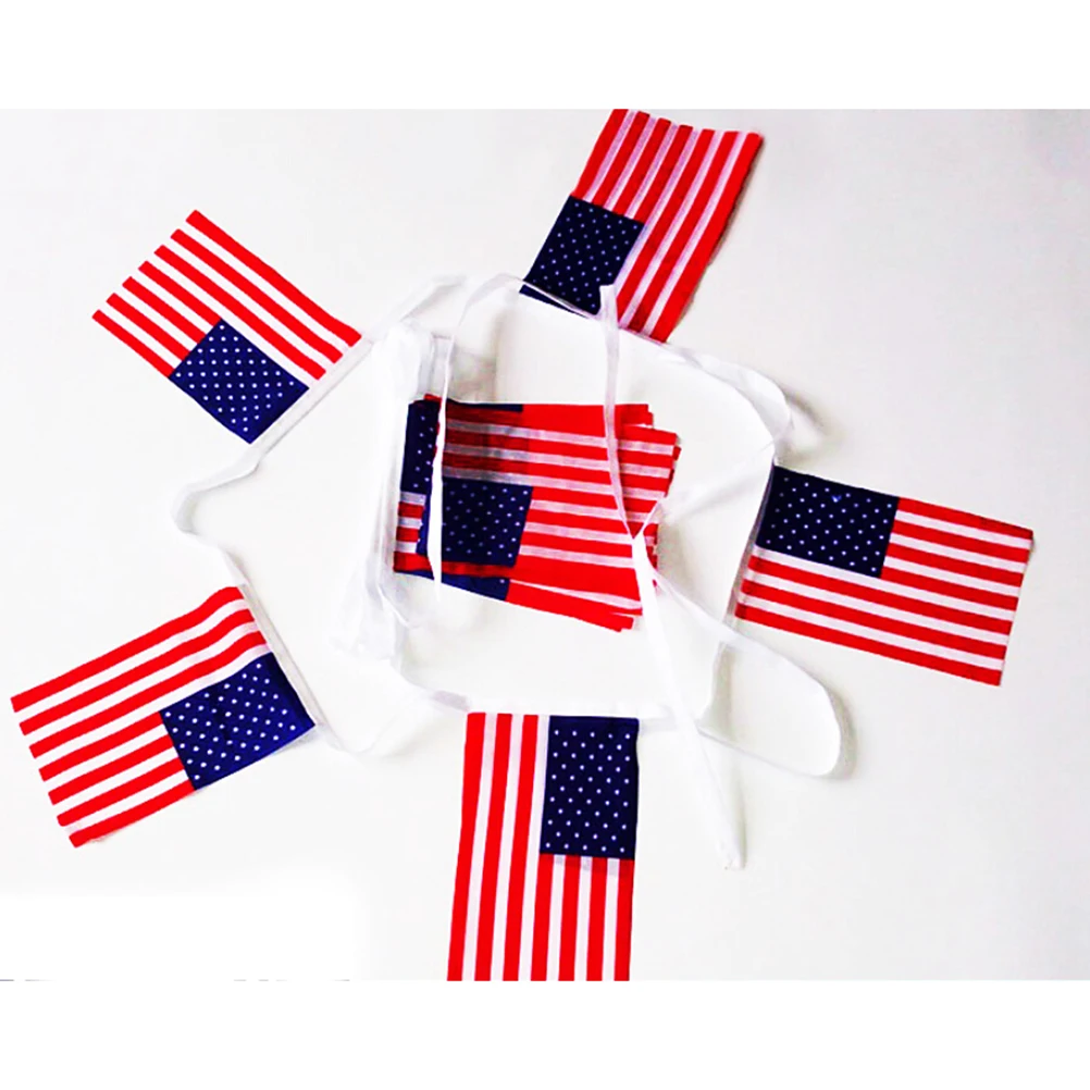 

7M Long USA Flag Banner Lightweight Decorations for Independence Day Party Home Sturdy String Polyester