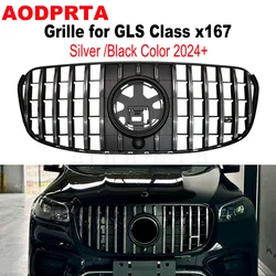 2024 Silver Black GTR GT Panamericana Style Front Bumper Grille Mesh Hood for Mercedes GLS Class X167 GLS400 GLS450 GLS580