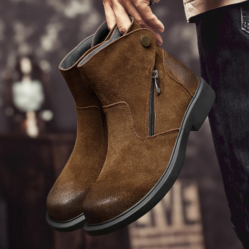 

Мужские высокие ботинки из искусственной замши, удобные дышащие классические деловые повседневные мужские ботинки, размеры 38-46
