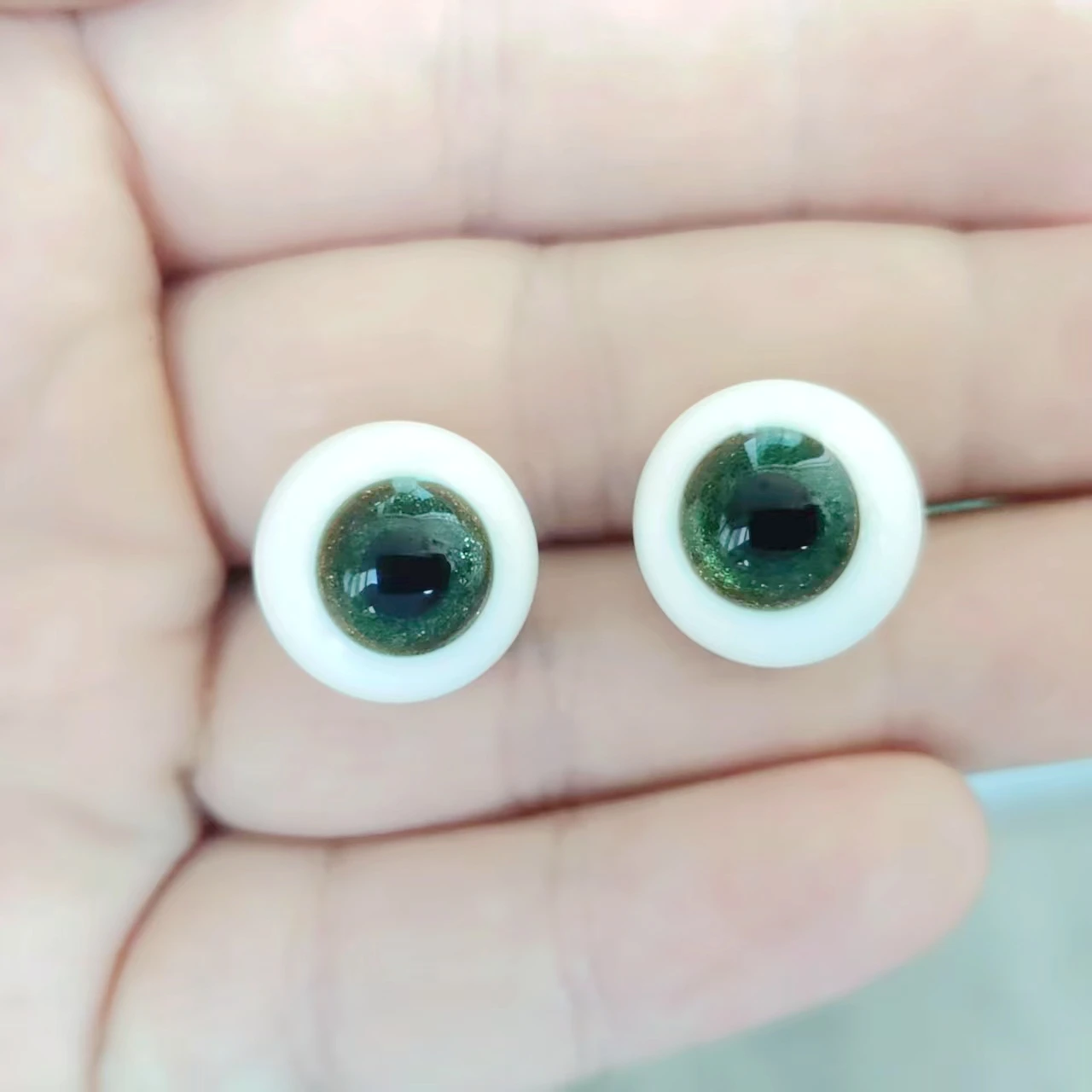 [wamami] Bulbo oculare in vetro fatto a mano verde maculato misterioso a grandezza naturale da 6 mm-24 mm JS25 per occhi di bambola rinata BJD