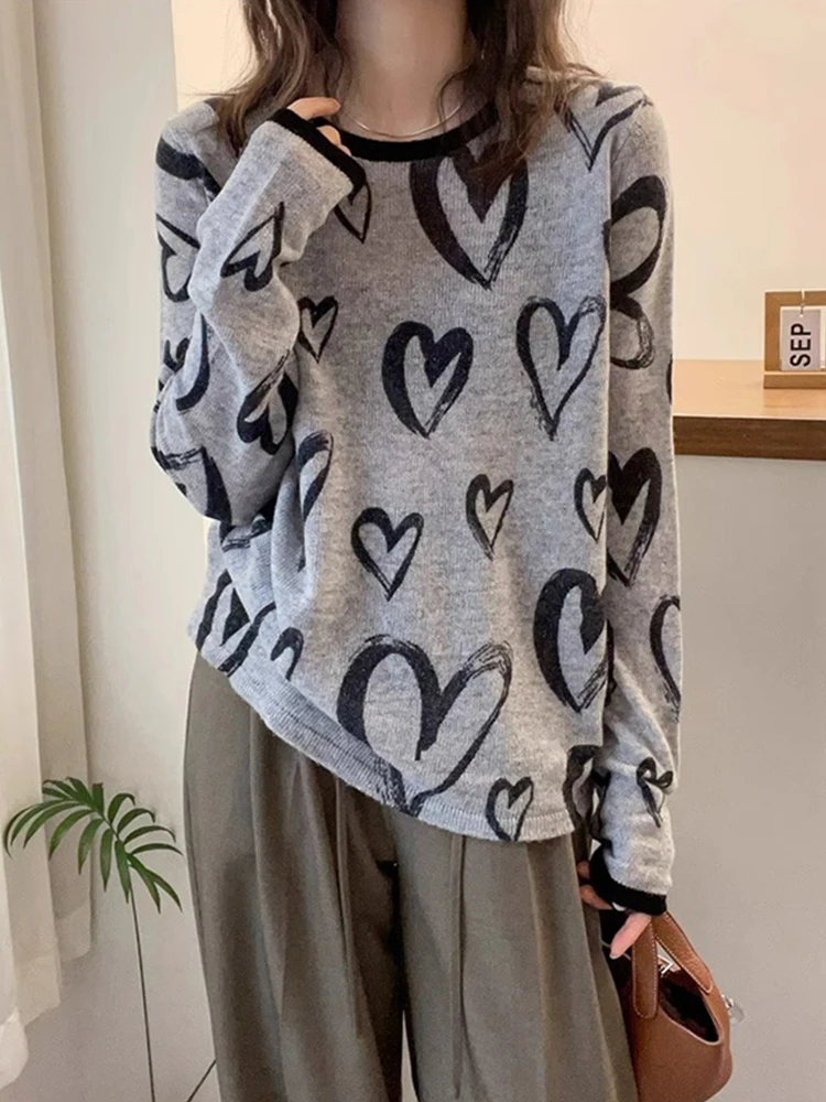 Maglione lavorato a maglia lungo allentato casual da donna sopra la testa Sle Comodo design V-Ne Coreano Faion Camere Top in lana