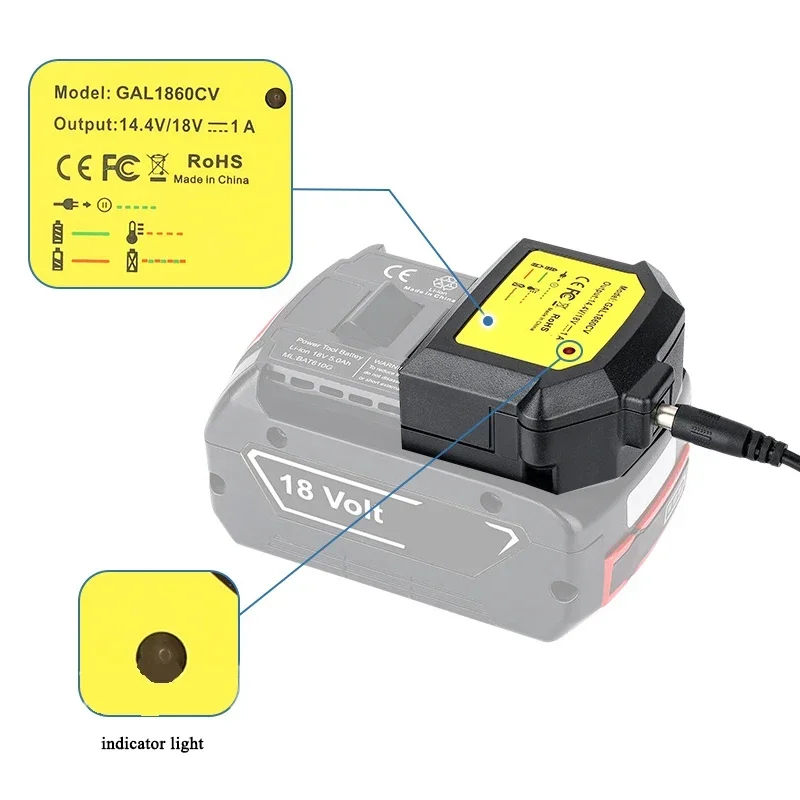 Compatible with For Bosch 14.4-18V Li-ion Battery Portable Battery Replacement Charger GAL1860CV Lithium Battery Charger Adapter