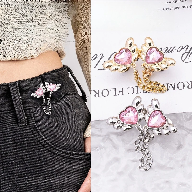 

Angel Wing Waist Cincher Buckle Adjustable No Sew Belt Clip for Women Pants Skirts Waist Tightener Fashion Accessories