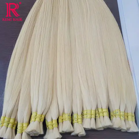 100% Real Human Hair Extensions 613 No Weft Honey Blond Hair Bulks Vietnamese Virgin Hair Straight Weaving Hair for Braiding