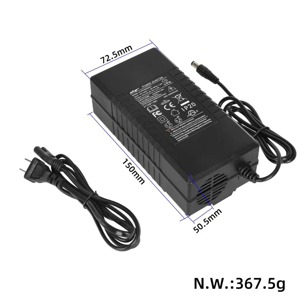 

Ulip 42V~54.6V2A DC2.1 Зарядное устройство для полимерной литиевой батареи Адаптер для быстрой зарядки Запчасти Зарядное устройство для электрического скутера Аксессуары