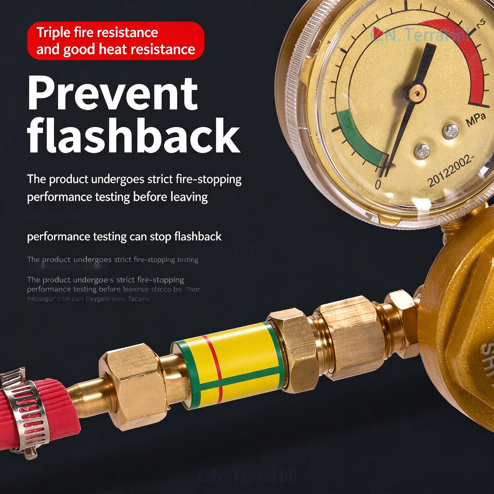 All Copper Flashback Arrestor HF-2 Oxygen Acetylene LPG Flame Stop Valve Durable Welding Torch Safety Accessory
