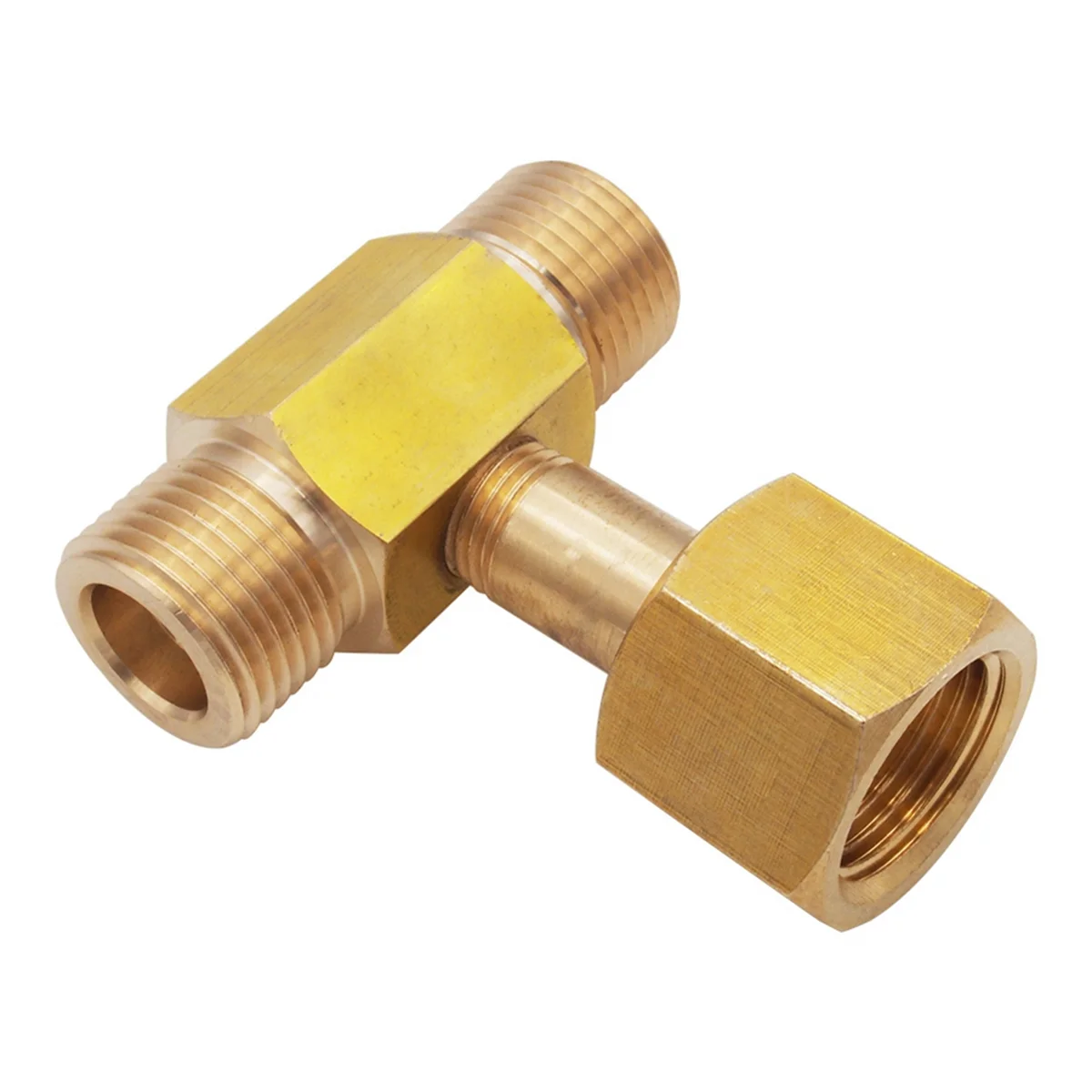 W21.8-14 CO2 Tank Bottle Brass Threaded Tee Fitting 3 Way Connector Charging Fill Adaptor for Beer Homebrew Aquarium