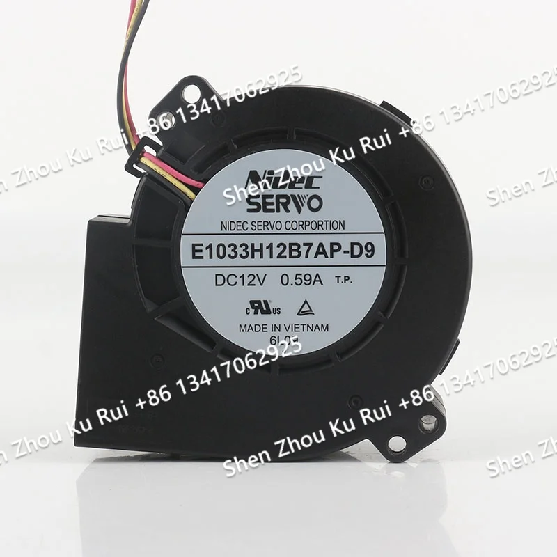 New Turbo blower Nidec E1033H12B7AP-D9 SERVO 5V 24V 48V DC 12V 0.59A AC EC 9733 97X97X33MM 9.7CM Double Ball 3-wire cooling fan