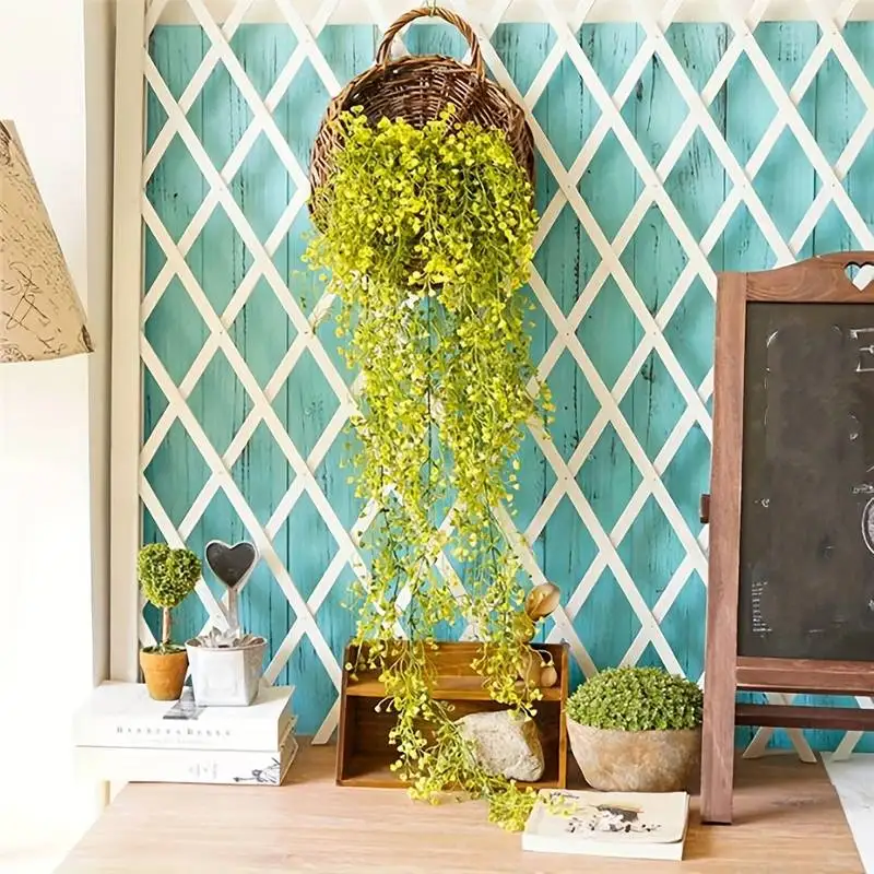 2pcs Artificial Ivy Vine Fake Hanging Wall Willow Rattan Leaves Plastic Garland Grass for Air Conditioning Home Garden Decor - view 4