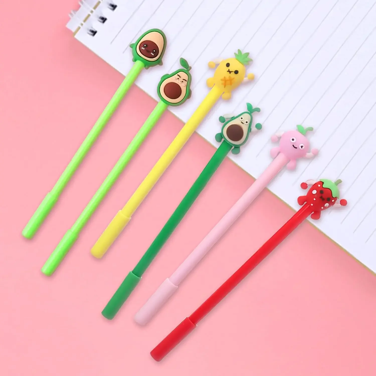 

24 Pcs Wholesale Cute Fruit Strawberry Mango Gel Pens for Children Office Teachers Writing Supplies Back To School