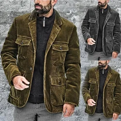 Autumn Winter Men's Jacket Casual Fashion Solid Color Jacket Men's Jacket Simple Corduroy Leisure Travel