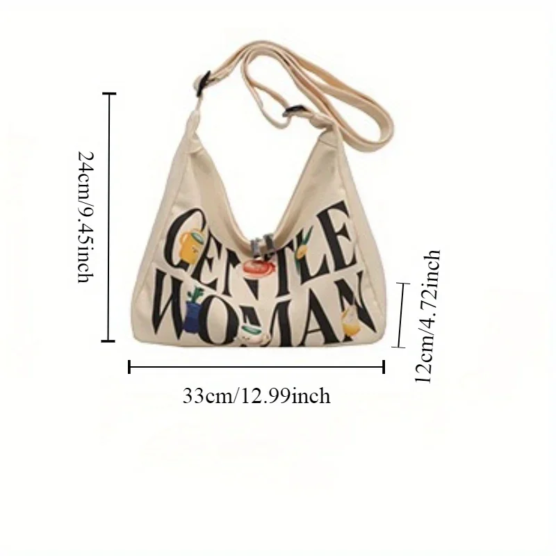 Casual Large Capacity Crossbody Tote Bag - Adjustable Strap, Zipper Closure, Foldable, Polyester Lining