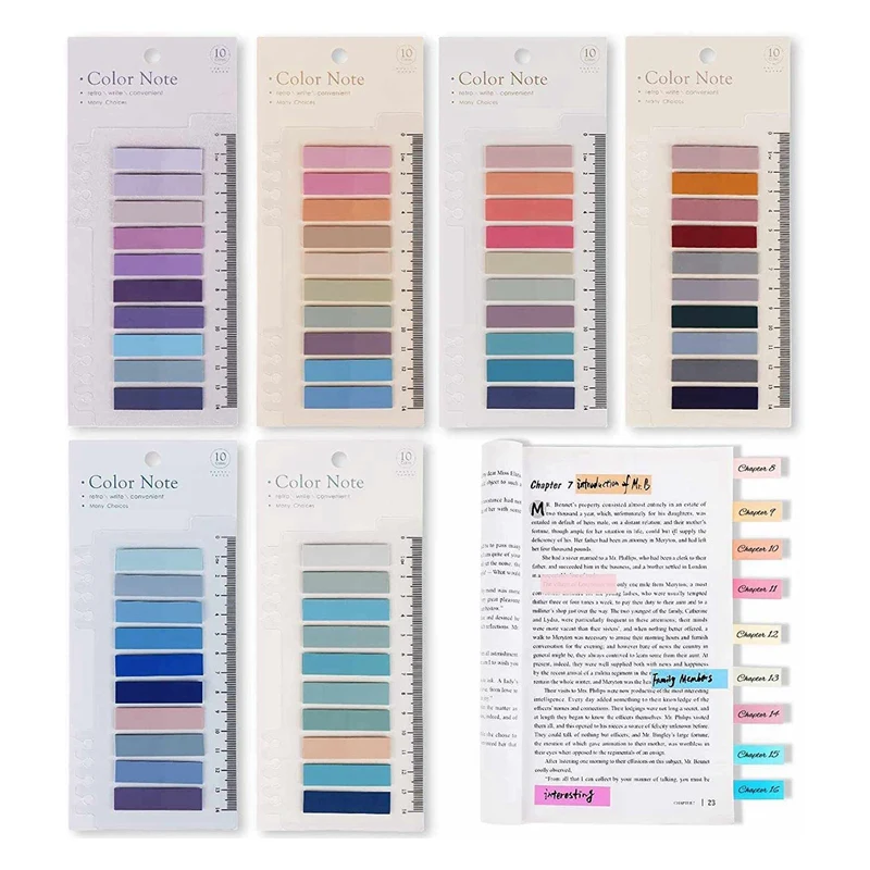 Transparente Sticky Note Tabs, livro gravável Tabs, Post Stick, 60 cores