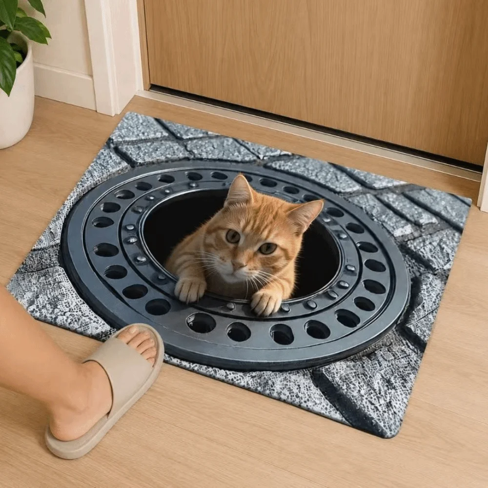 2D Flat Optical Illusion Doormat Non-slip Abrasion-resistant Bathroom Carpet Water-absorbing Durable Bedroom Door Rug Home Decor