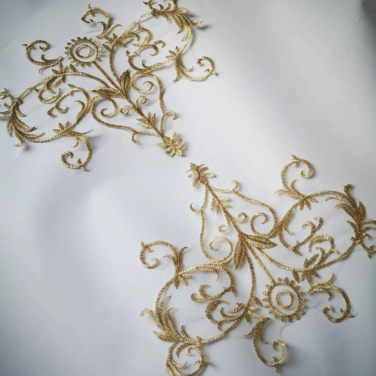 5Pcs 25X20cm Gold Stage Costume Accessories Embroidery Lace Hand-stitched Corsage Applique Lace Embroidery