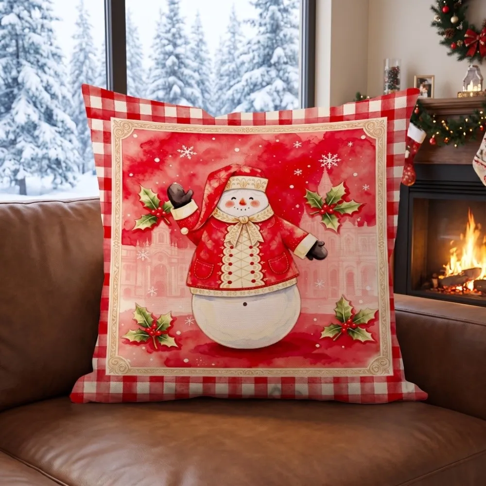 Soft Christmas Pillow Cover Christmas Tree Santa Claus Throw Cushion Case Bowknot Square Xmas Tree Pillowslip Farmhouse Couch