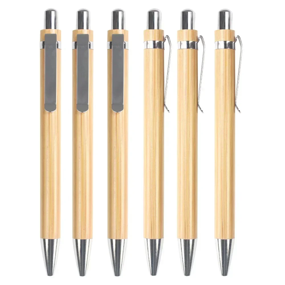 A50PCS Wholesale Of Bamboo And Wood Ballpoint Pens With Metal Pen Clips For Insect And Mold Prevention