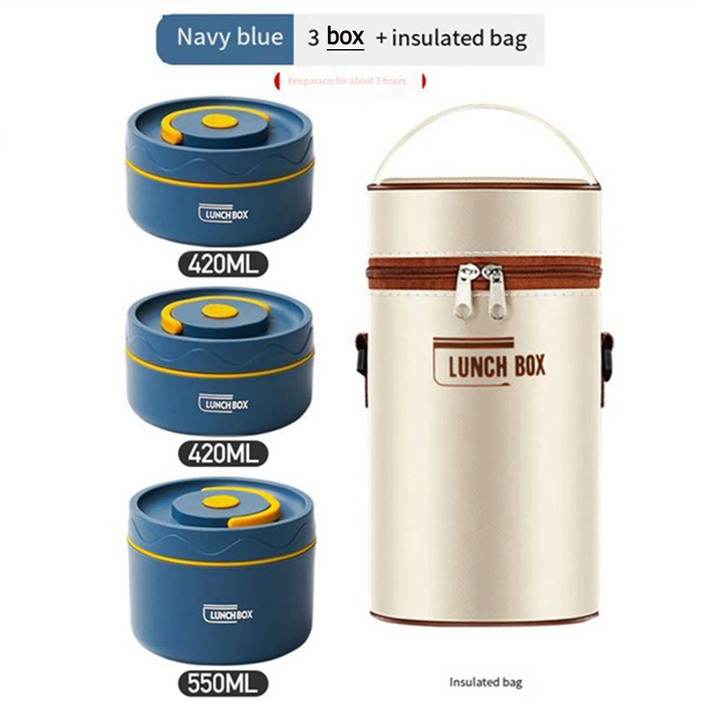 Food Warm Lunch Container,Stainless Steel Thermal Lunch Container Portable Thermal Bento Box Food Container Blue A