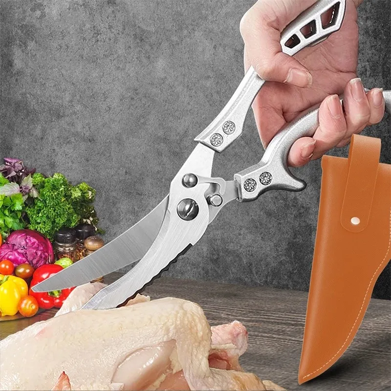 Upgrade Multi-Purpose Kitchen Scissors Chicken Bone Scissors Fish Killing Stainless Steel Cook Sharp Scissors Knife Kitchen Tool