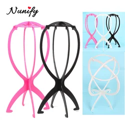 Nunify Plastic Wig Stand Portable Wig Head Stand Black Pink Wig Hang Holder Stand Durable Hair Display Tools Wig Accessories