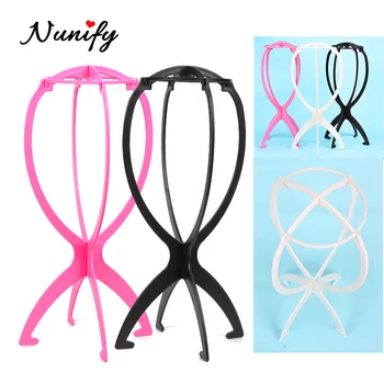 Nunify Plastic Pruik Stand Draagbare Pruik Hoofd Stand Zwart Roze Pruik Hang Houder Stand Duurzaam Haar Display Tools Pruik Accessoires