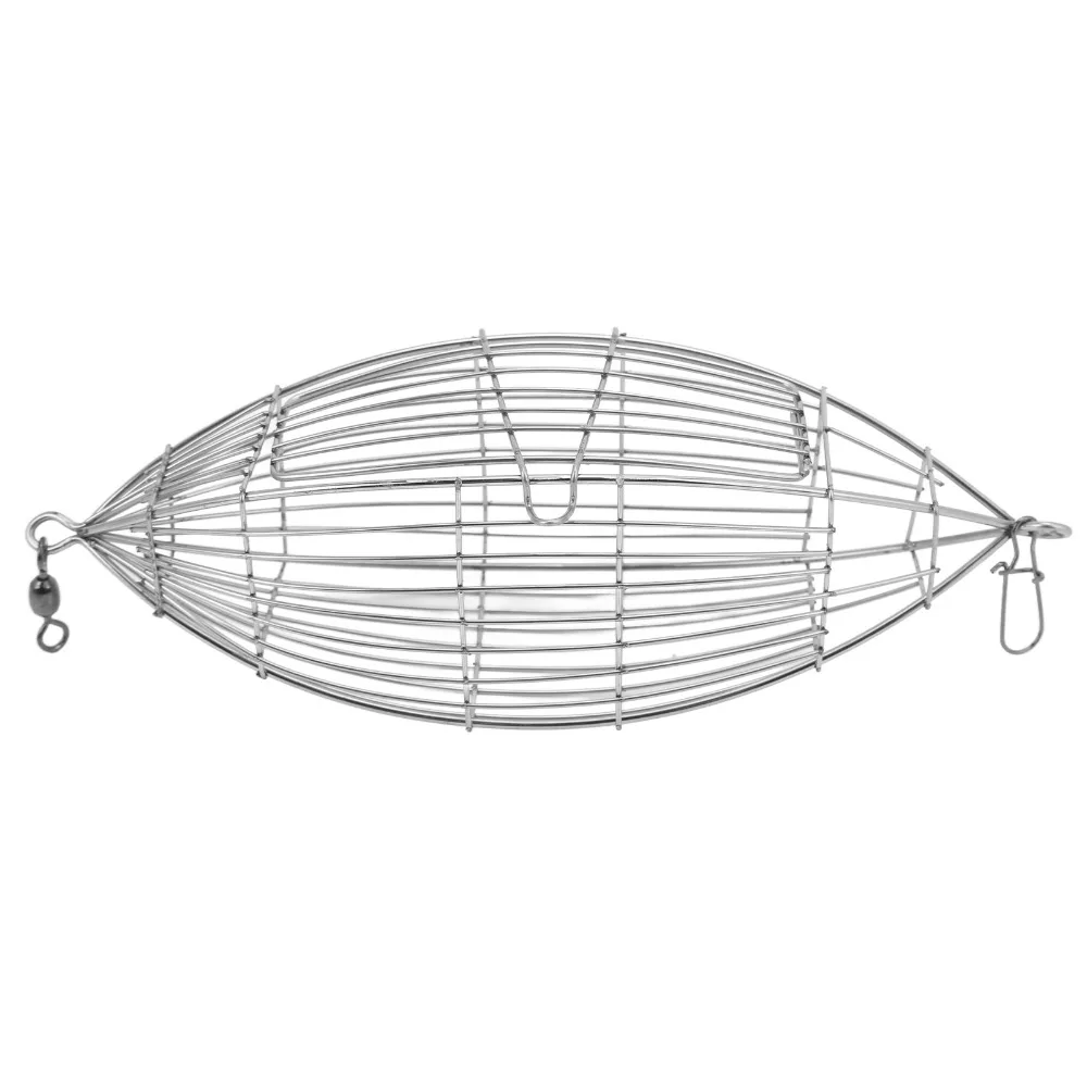 Durable Stainless Steel Fishing Bait Cage with Secure Lock Silver Carp Fishing Trap Fishing Lure Cage Boat Fishing
