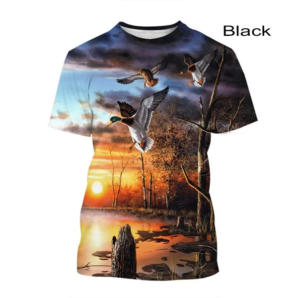 Summer Animal Duck Hunting 3d Printing T-shirt Fashion Men\'s Casual Short-sleeved Harajuku Hip-hop Street Style Unisex T-shirt