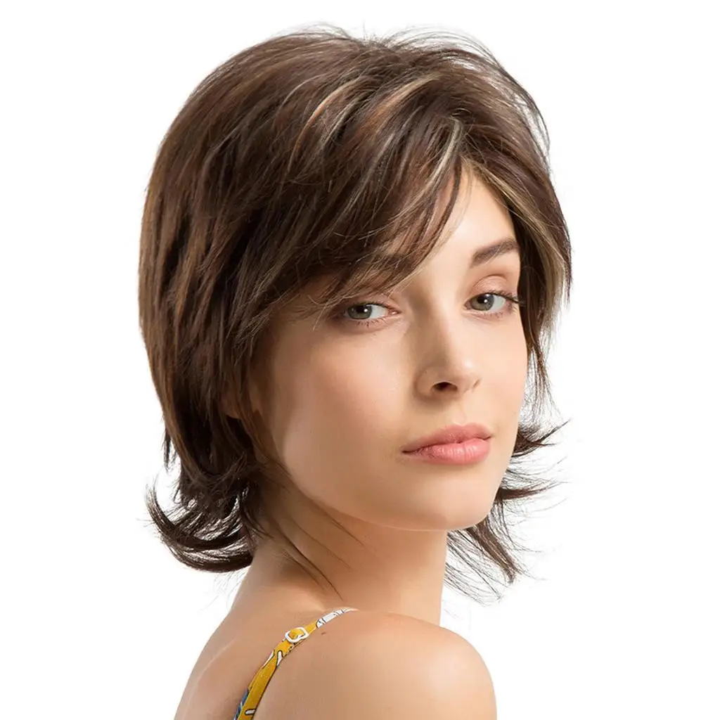 

Charming Pixie Cut traight Wavy Layered Real Full for Women Looking Silky Blending Color