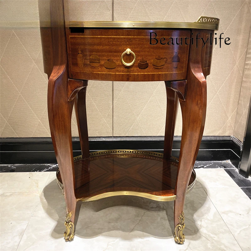 English solid wood corner a few mahogany edges a few European-style villa copper furniture small tea table