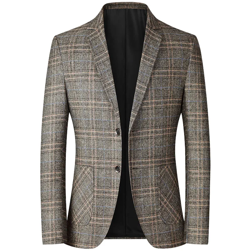 Men Plaid Blazers Jackets Business Casual Suits Coats High Quality Male Slim Fit Blazers Jackets New Spring Thin Blazers Coats 4