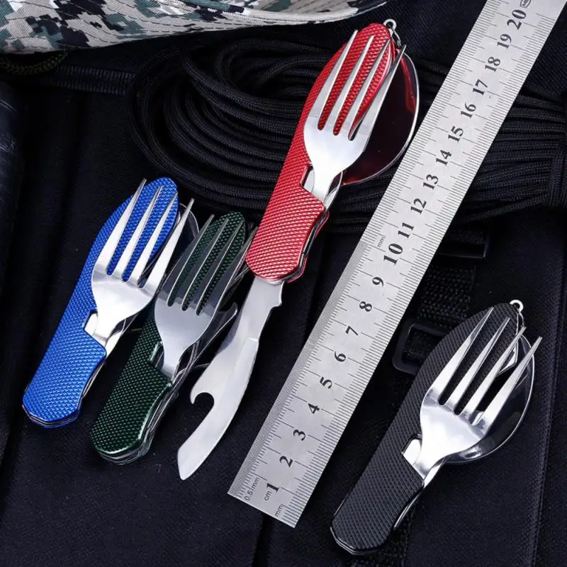 Stainless Steel Spoon Comfortable Foldable Stainless Steel Kitchen Bar Combination Tableware Multi-scene Applicable Portable