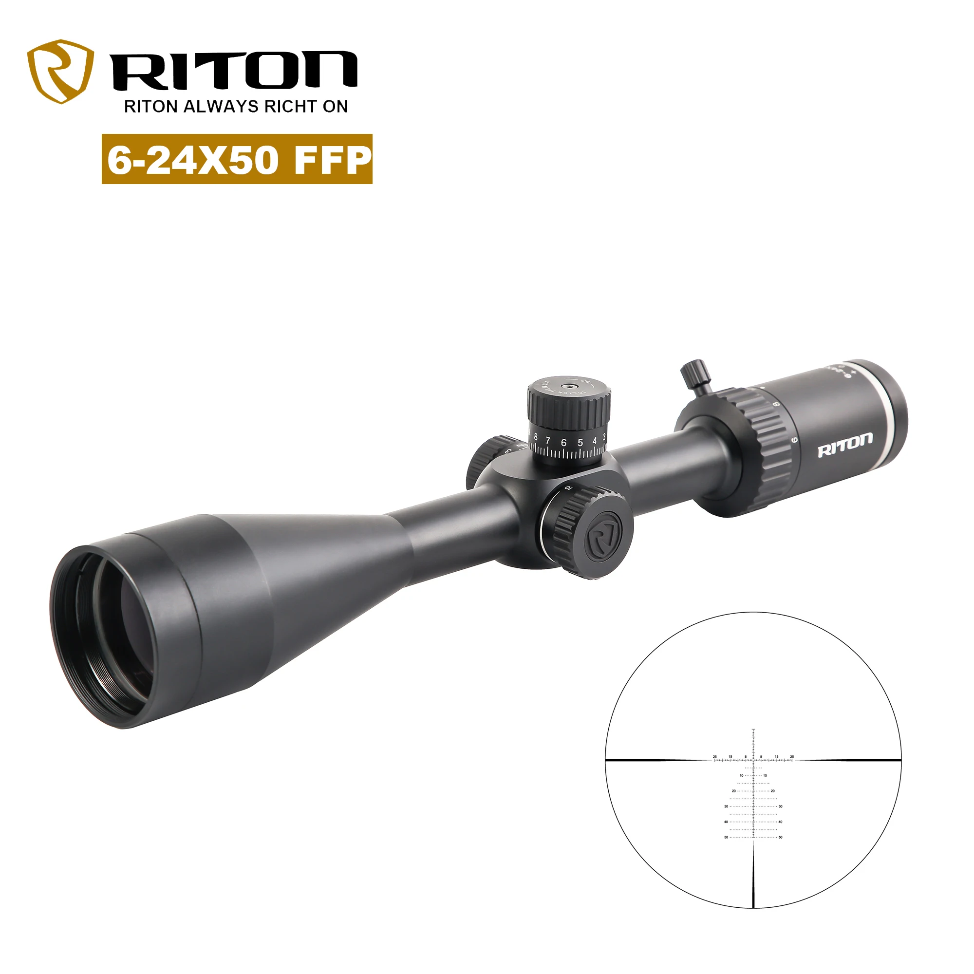 RITON 6-24x50FFP Tactical Spotting Scope Riflescope For Huning With Illuminated Rifle Sniper Hunting Fits HD Glass Gun Lunettes