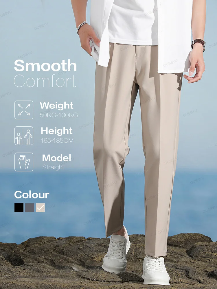 

New Smooth Soft Suit Pants Men Business Long Trousers Korean Formal Office Banquet Wedding Pant Male Khaki Plus Size 40 Gift