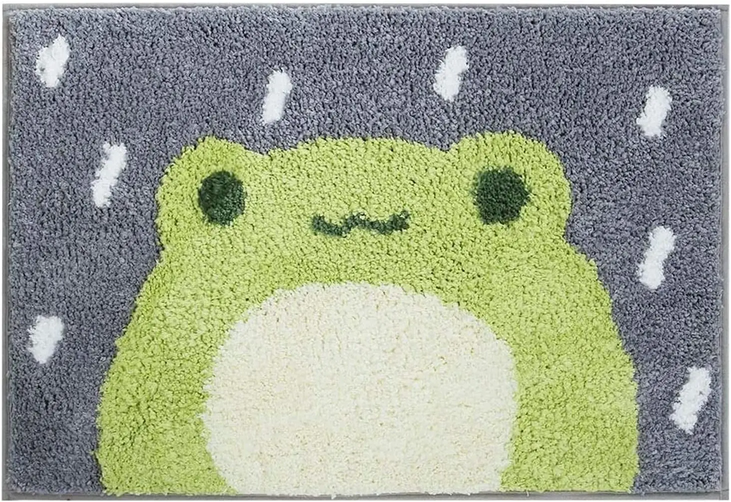 Cute Frog Rainy Day Nursery Rug Washable Bath Mat Cartoon Kids Animal Design Decor Pond Floor Accent Carpet for Baby Shower