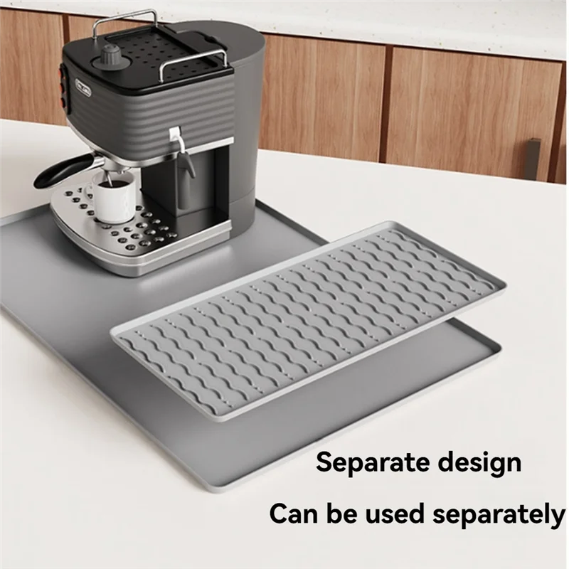 

Silicone Coffee Mat 15.75X23.6Inch Coffee Bar Mat With Detachable Dish Drying Mat Easy Clean Coffee Station Mat
