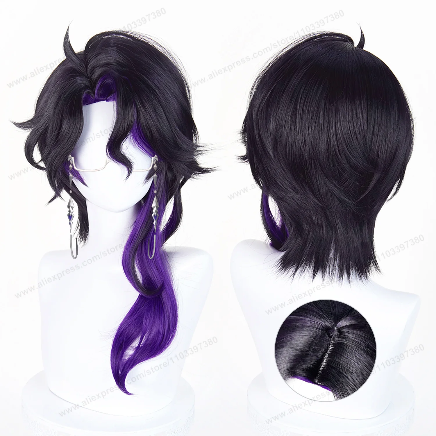 

Pantalone Regrator Cosplay Wig 52cm Long Man Hair Game Fatui Cosplay Wig Halloween Heat Resistant Synthetic Wigs