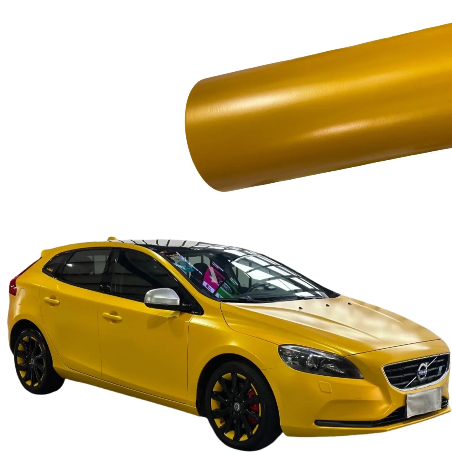 

High-quality matte metallic yellow vinyl wrap. Vinyl wrap is suitable for automotive packaging