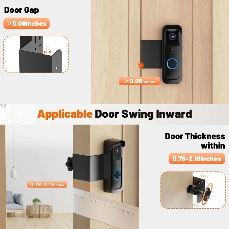 Secure Video Doorbell Door Mount Bracket with Adjustable Viewing