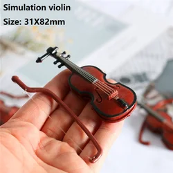 Dollhouse Miniature World Violin Instrument Ornament Scene Model Shooting Props DIY 1/6 1/12 Fingertip Toys