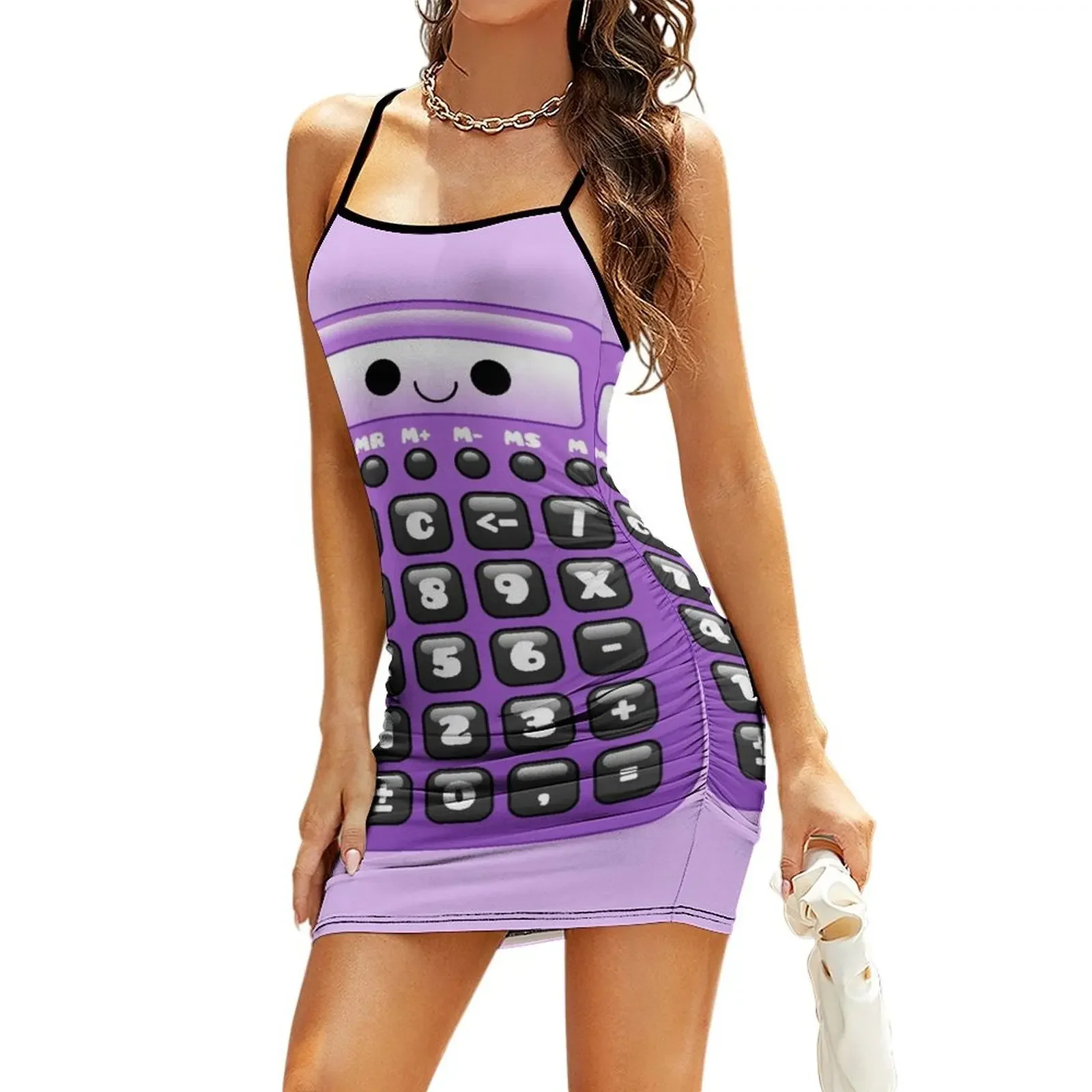 

kawaii purple calculator Sling Dress Elegant gowns Long veiled dresses Women's skirt Dress