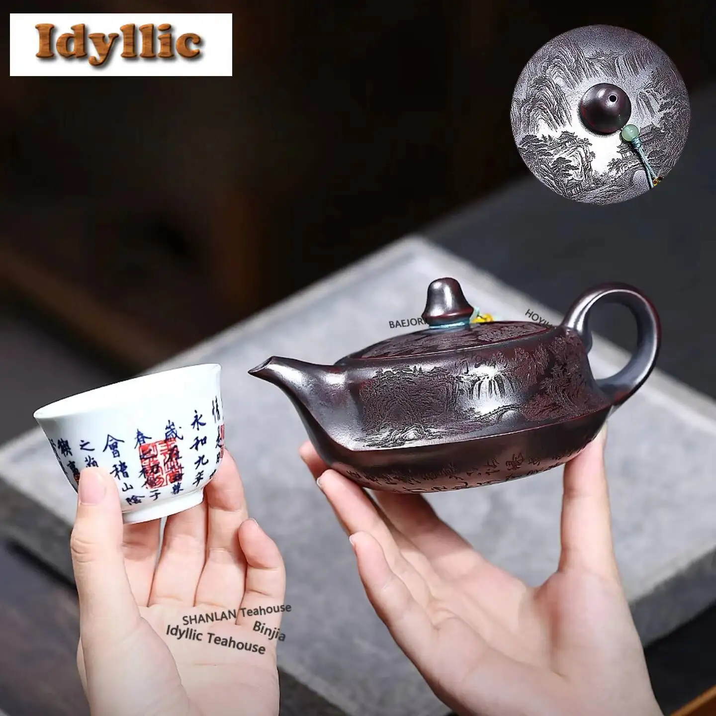 240ml Aesthetic Yixing Purple Clay Teapots Handmade Qu Pot Raw Ore Ancient Black Mud Kettle Chinese Zisha Tea Set Ornaments Gift